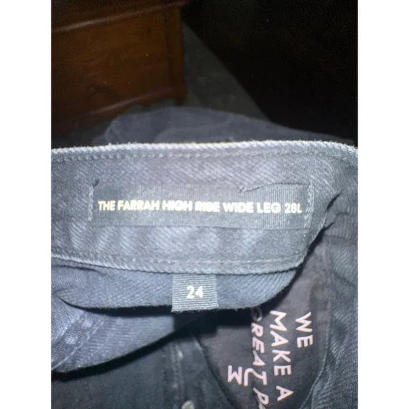 Women's Denim Forum Black The Farrah High Rise Wide Leg Jeans Size 24 - Picture 8 of 12